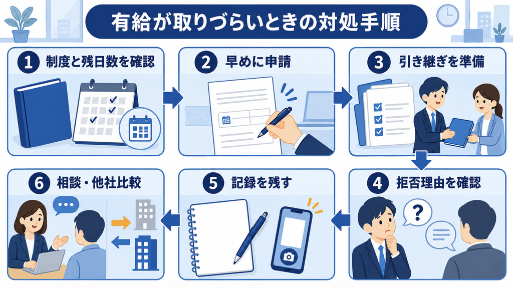 有給が取りづらいときに制度確認から相談や他社比較まで進める対処手順